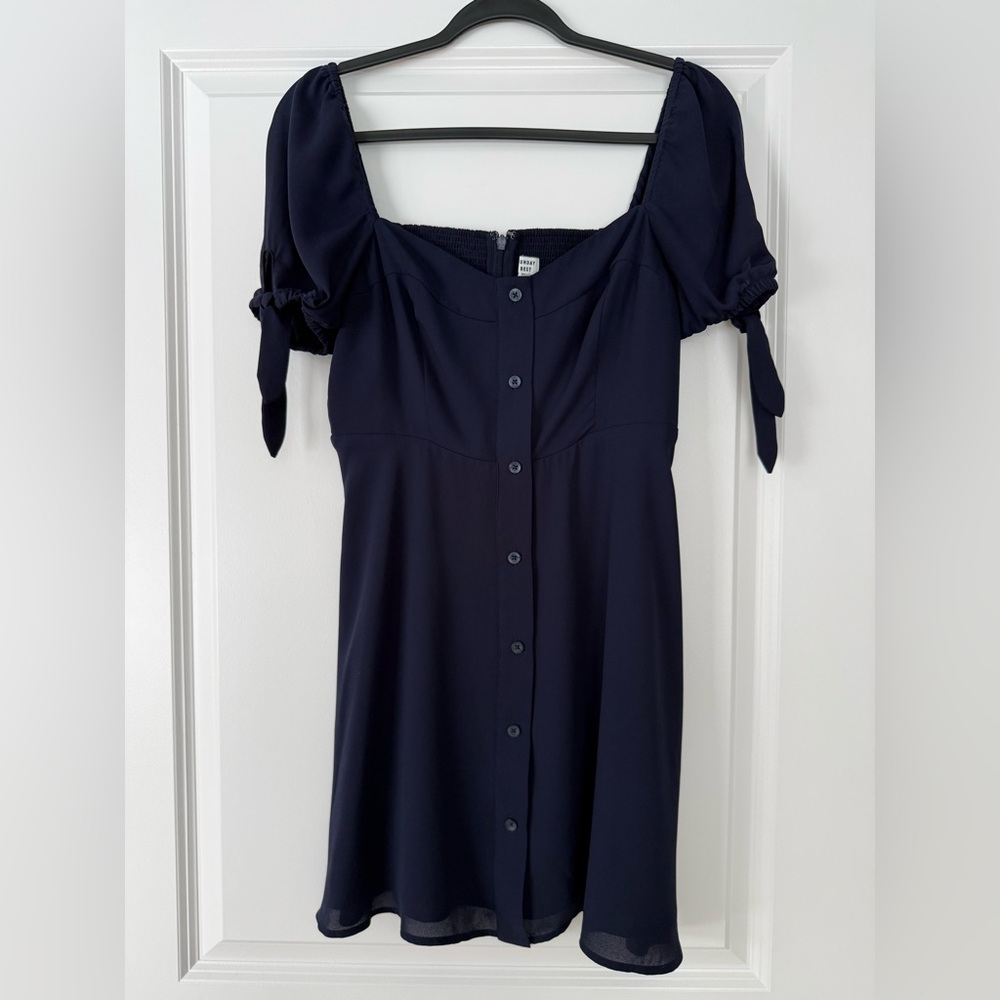 Sunday Best Midnight Blue Button-Down Midi Dress